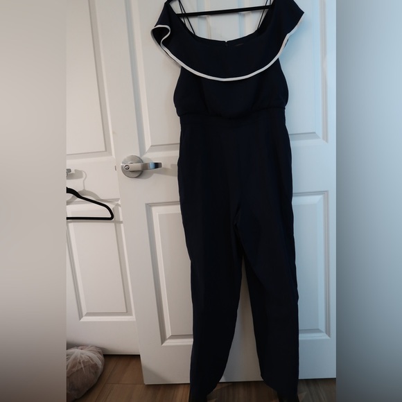 Off-The-Shoulder Jumpsuit . Navy / White . Worn twice - Picture 6 of 6